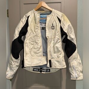 Icon White Womens Motorcycle Jacket with Pads Size Small